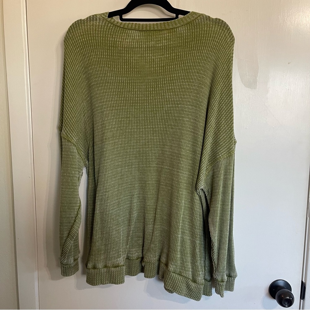 Cato Olive Ribbed Knit Top Size 14/16 - Picture 5 of 10